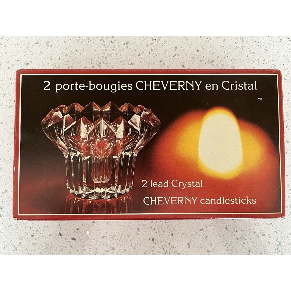 Pair Cristal D'Arques Cheverny Candle Holders For Tapers Or Tealights France NIB